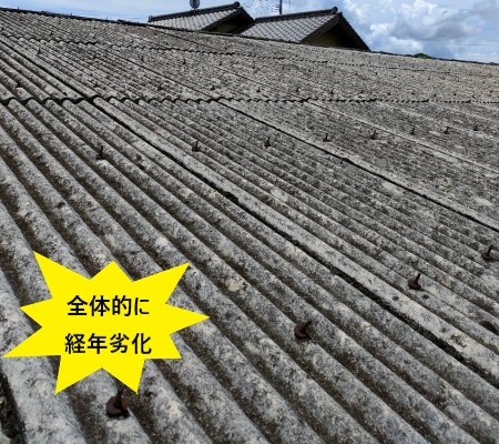 波型スレート　倉庫屋根　経年劣化